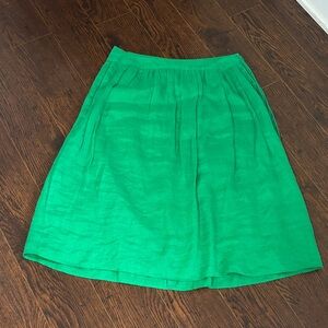 J. Crew Vibrant Kelly Green A-Line Linen Skirt Size 4